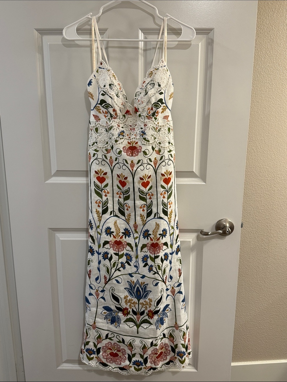 NWT Farm Rio Off-White Stitched Garden Midi Dress - Picture 6 of 8